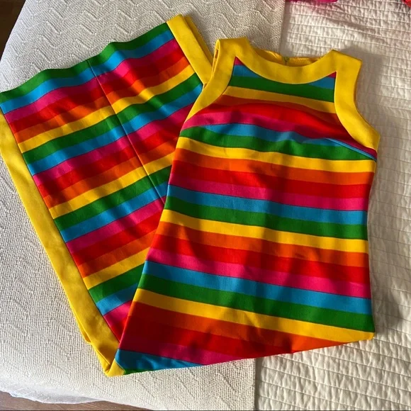 Vintage Rainbow Striped Maxi Dress - Picture 4 of 9